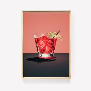 Minimalistischer Cocktail Kunstdruck | Strichzeichnungen | Alkohol Cocktail Poster | Küche Dekor | Essen und Trinken Kunst | Minimalistisches Cocktail Poster