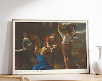 Michelangelo Art Print | Washerwomen at the well | Exhibition Poster | Modern Wall Art