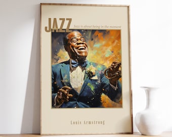 Louis Armstrong Poster | Musical Print | Jazz Poster | Jazz Portrait | Musical Decor | Jazz Art Print | Home Decor