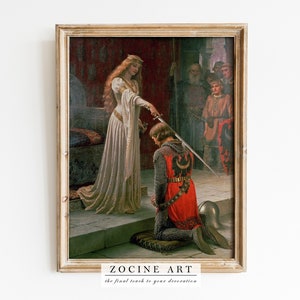 Edmund Blair Leighton - Accolade (1901) - Druck Malerei Poster Geschenk Foto Übergroße Wand Kunst Wohnkultur Ritter - Dark Academia, Fine Art