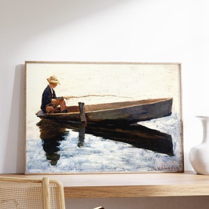 Daily Painting Projects: Young Fisherman Oil Painting Portrait Boy Cane  Pole Fishing