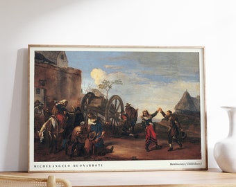 Michelangelo Art Print | Bambocciata (Childishness) | Exhibition Poster | Modern Wall Art