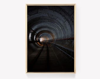 Railway Tunnel Print | Vintage Painting | Train Art Print | Industrial Art Print | Tunnel Scene Print