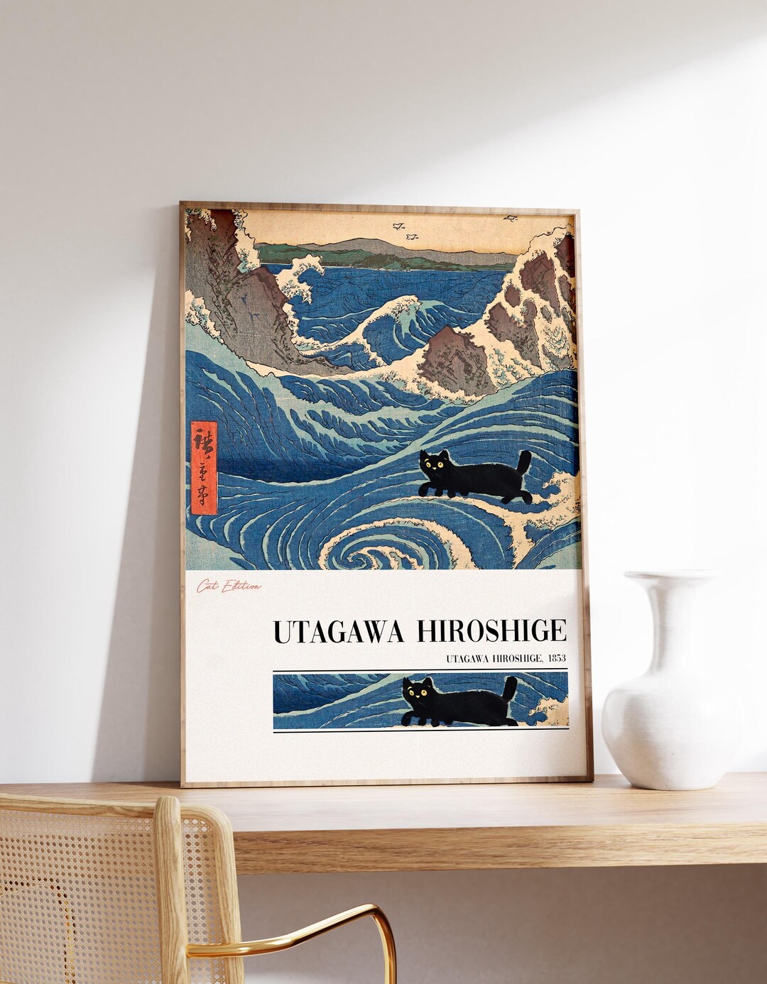 Japanese Cat Print | Utagawa Hiroshige | Whirlpool | Funny Cat Art ...