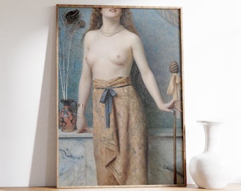 Vintage Naked Woman Painting | Eclectic Wall Decor | Antique Oil Painting | Mature Art | Moody Wall Art | Altered Wall Art | Home Art