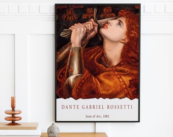 Dante Gabriel Rossetti - Joan of Arc (1882) - Exhibition Poster - Poster Print Home Wall Art - Female Warrior Beautiful Red Head Feminist
