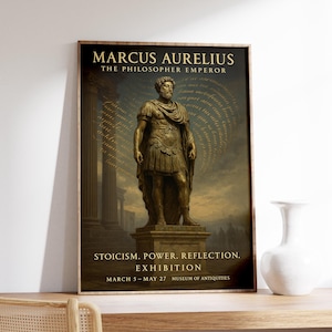 Marc Aurel Poster, Stoiker Rom Wandkunst, Philosoph Kaiser Statue Druck, antikes römisches Dekor Geschenk