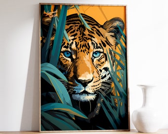 Leopard Druck | Leopard Poster | Vintage Tier Kunst | Wildes Leben-Wand-Dekor | Moderne Wandkunst | Wohnzimmer Poster