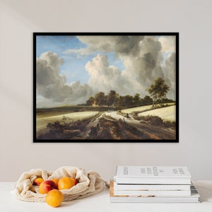 Vintage 1958 Jacob van Ruisdael “Wheatfields” Landscape Art Print Vintage 1958 Jacob van Ruisdael “Wheatfields” Landscape Art Print