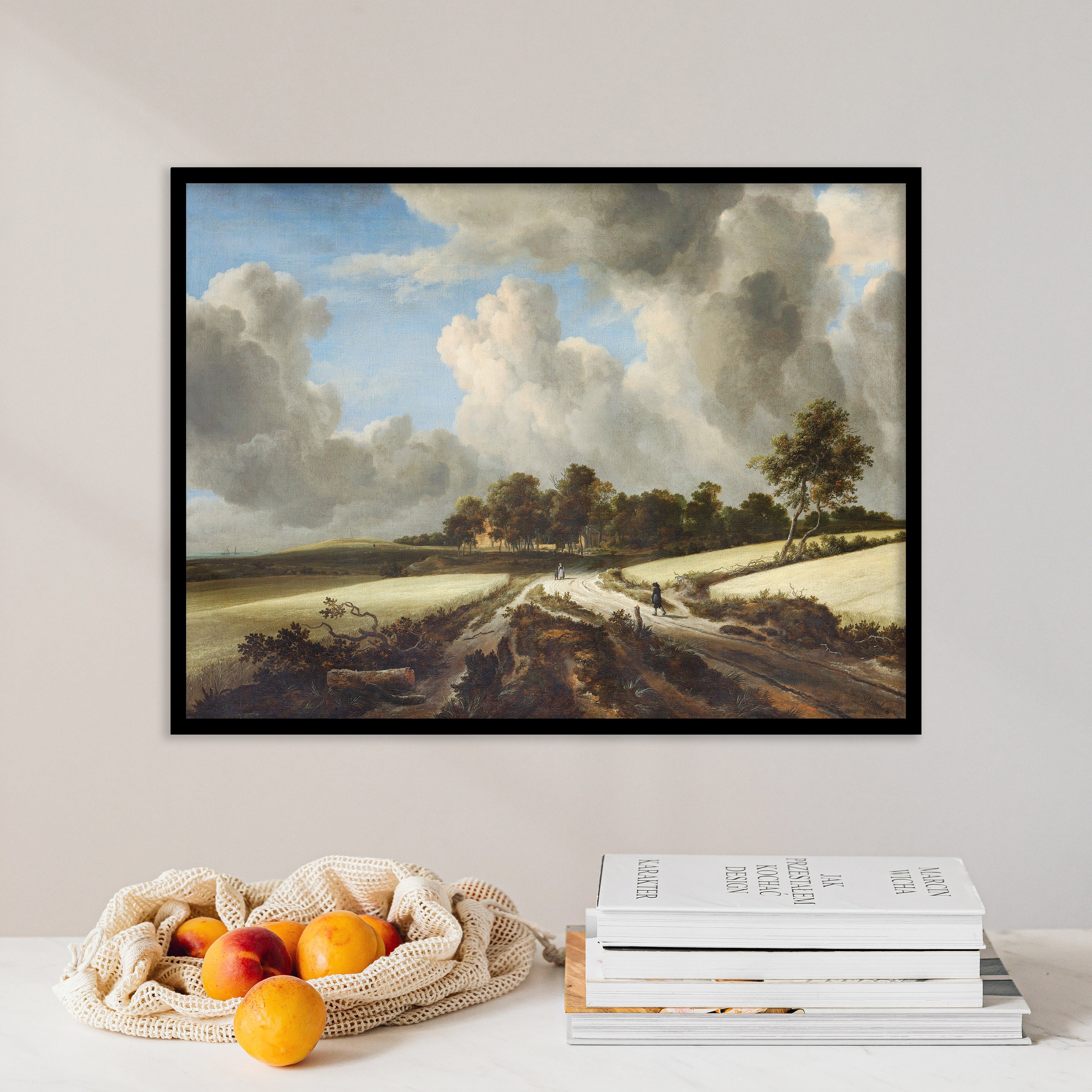 Vintage 1958 Jacob van Ruisdael “Wheatfields” Landscape Art Print Vintage 1958 Jacob van Ruisdael “Wheatfields” Landscape Art Print