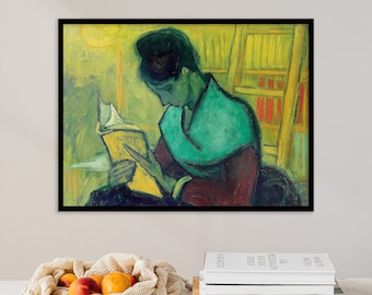 Van Gogh Poster | The Novel Reader (1888) | Portrait of Girl Reading a Book | | Vintage Painting, Antique Wall Art, Van Gogh Painting