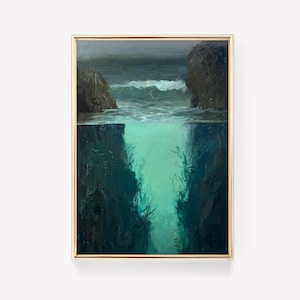 a painting hanging on the wall of a room