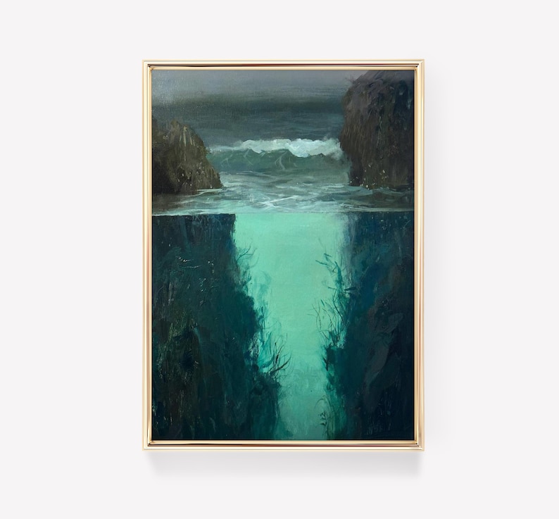 a painting hanging on the wall of a room