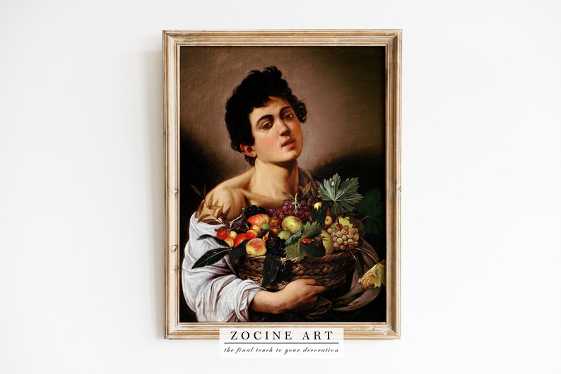 Caravaggio - Boy With a Basket of Fruit (1593) - Print Painting Poster ...
