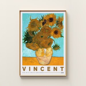 Lámina de arte de Van Gogh / Póster de exposición / Póster de Van Gogh / Arte cottagecore retro / Lámina de jarrón de jardín / Lámina de arte floral / Arte de mediados de siglo