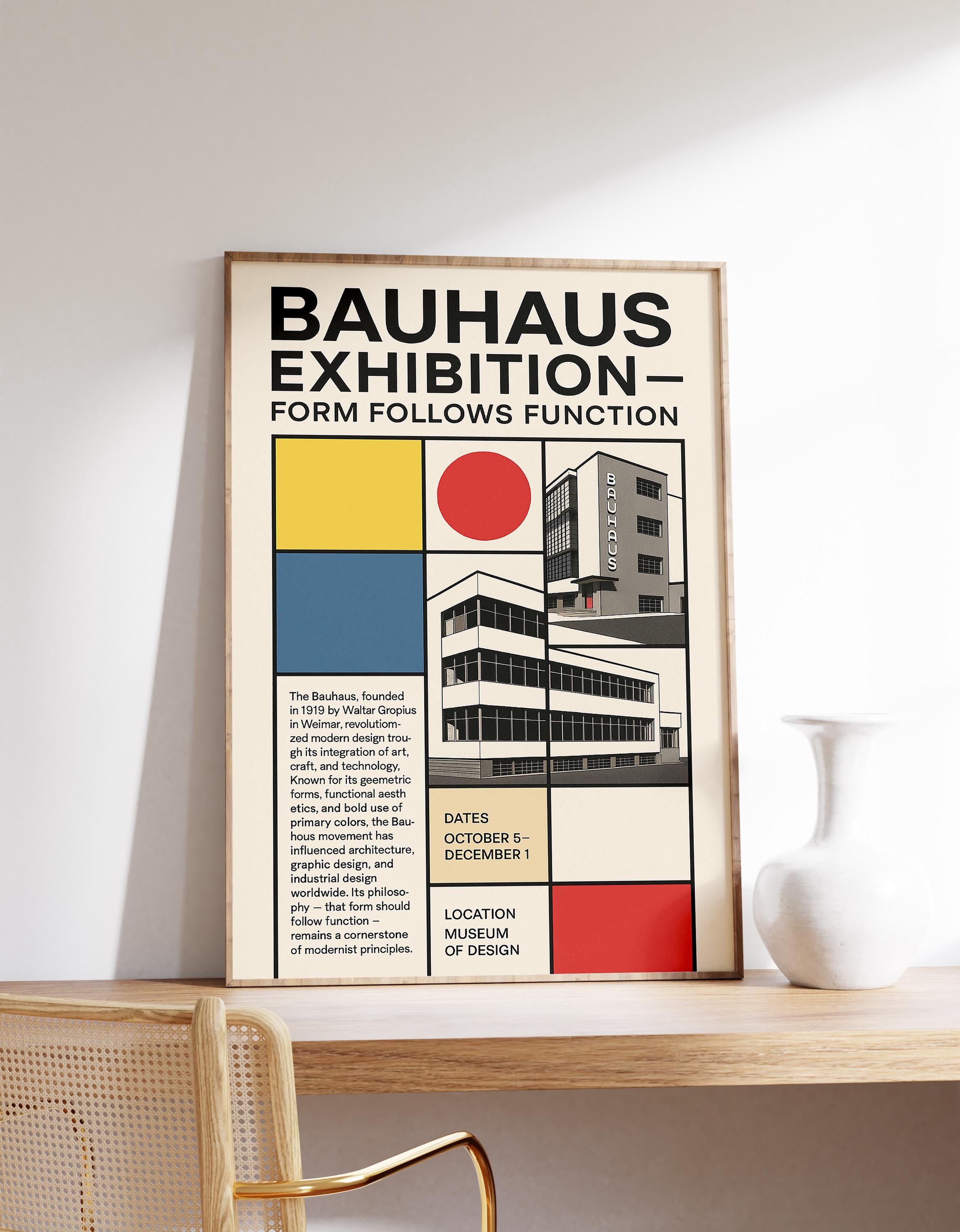 Bauhaus Exhibition Poster, Weimar Wall Art, Modernist Print