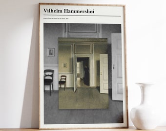 Vilhelm Hammershoi Art Print | Exhibition Print | Interior Oil Painting | Mid Century Modern | Art Nouveau Print | Art Nouveau