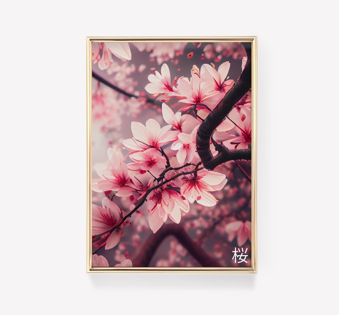 Cherry Blossoms Wall Art Sakura Print Pink Flowers Print Flower Wall