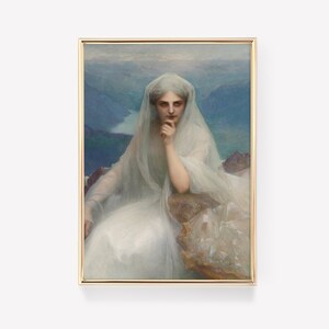 Pascal Dagnan-Bouveret - On the Summit (1903) | Art Noveau Painting | Wall Art | Vintage Poster | Dark Academia Print | Woman Portrait Print