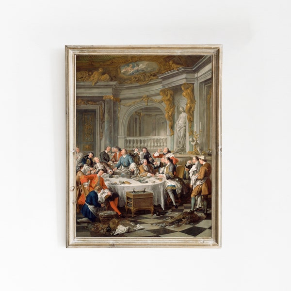 Jean François de Troy - Austernmittag (1735) | Vintage Poster | Antike Wandkunst | Wohnkultur | Interior Gemälde ästhetische Leinwand Druck Geschenk
