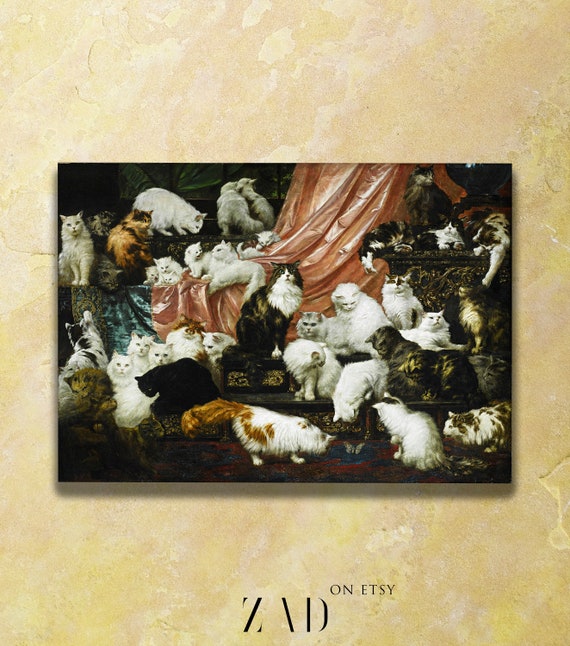 My Wife's Lovers Cat Painting by Carl Kahler Cat Wall Etsy