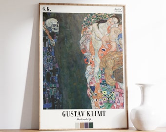 Gustav Klimt - Death and Life | Exhibition Poster | Art Nouveau | Gustav Klimt Wall Art | Modern Art Decor | Living Room Decor