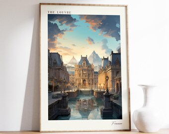 The Louvre Travel Poster | France Travel Decor | France Poster | The Louvre Print | Travel Print