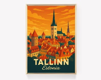 Vintage Tallinn Estonia Travel Poster Canvas Print Wall Art Decor 12x18 inches