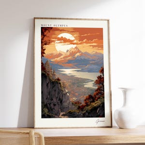 Mount Olympus Travel Poster | Greece Travel Decor | Greece Poster | Mount Olympus Print | Travel Print