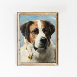 Bernhardiner Painting | Vintage Dog Print | Antique Poster | Dog Portrait | Dog Wall Art | Dog Painting | Dog Artwork | Home Decor | Gift