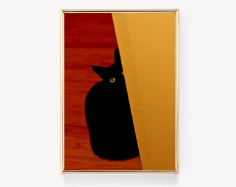 Black Cat Poster | Mysterious Cat Art | Feline Wall Print | Cat Home Decor | Black Cat Illustration