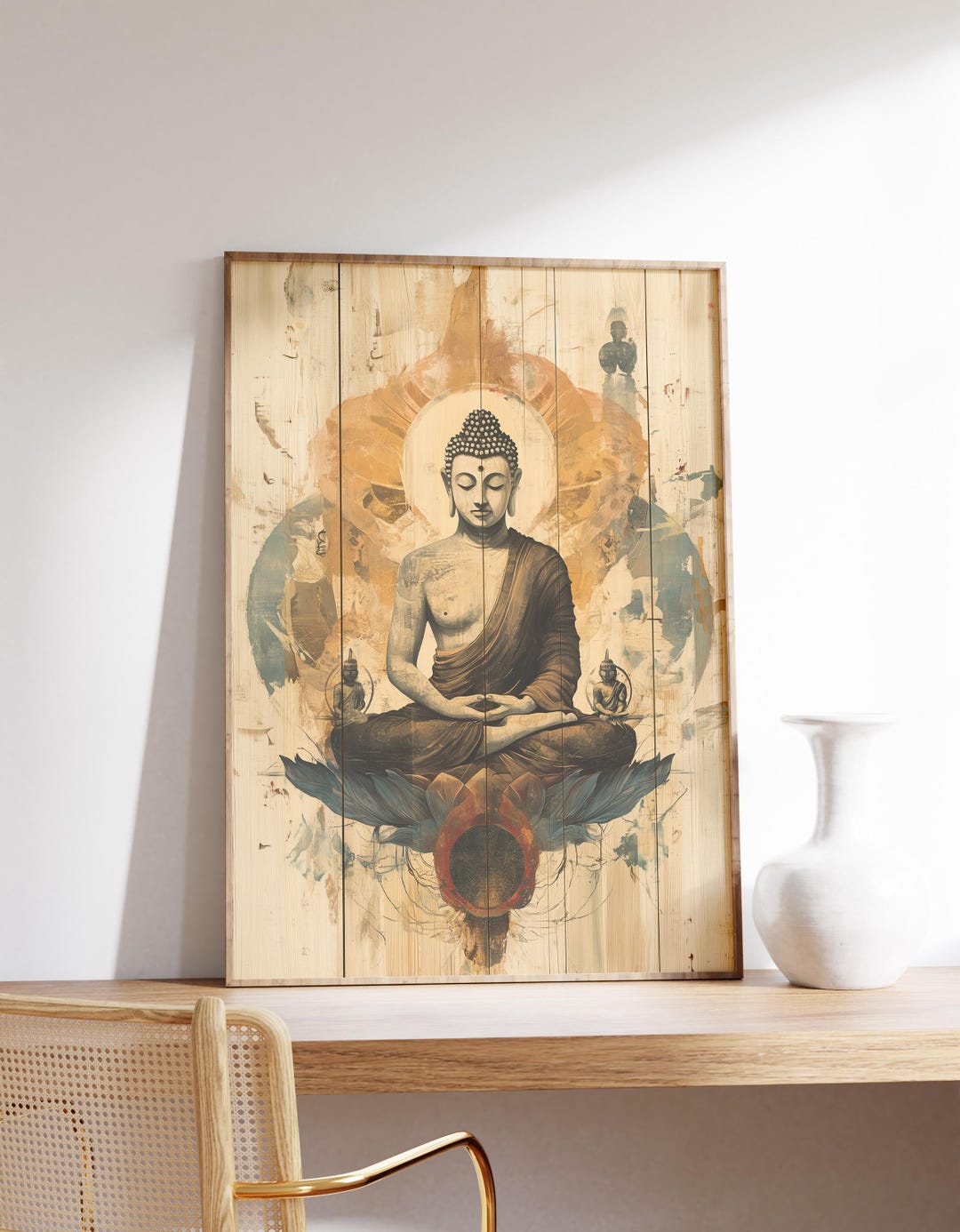 Rustic Buddha Wall Art, Enlightenment Meditation Print, Zen Spiritual ...
