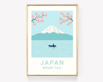 Mount Fuji Travel Poster, Japan Wall Art, Fuji Print, Vintage Canvas, Japanese Decor, Mount Fuji Gift, Japan Vintage Poster
