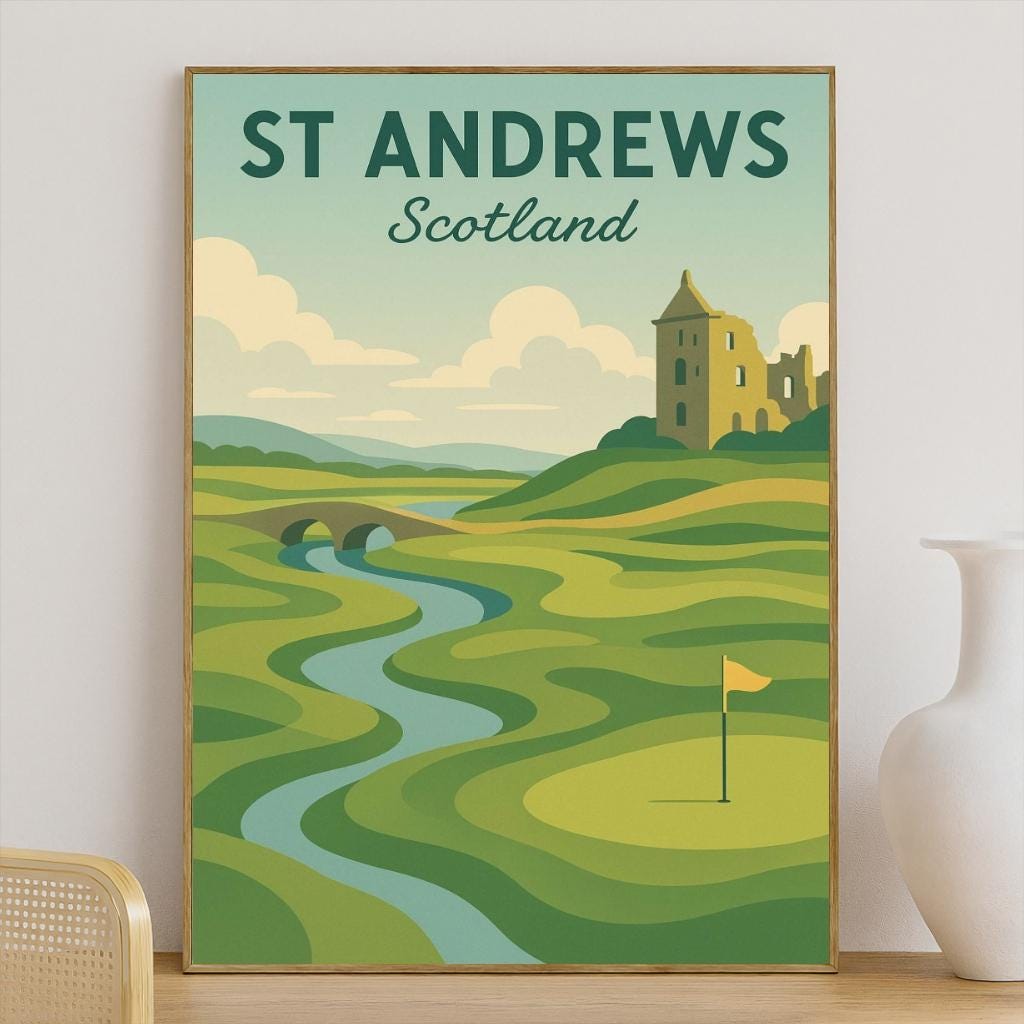 St Andrews Travel Poster, Scotland Wall Art, Vintage Poster Print, St ...