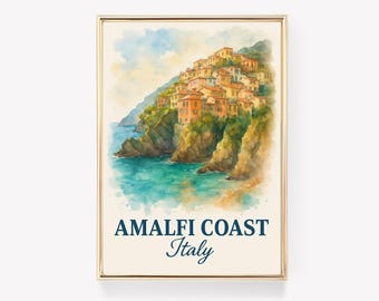 Amalfi Coast Travel Poster, Italy Wall Art, Amalfi Print, Vintage Italy Canvas, Amalfi Decor, Italian Gift