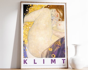 Danae by Gustav Klimt | Exhibition Poster | Art Nouveau | Gustav Klimt Wall Art | Modern Art Decor | Antique Woman | Aesthetic Painting