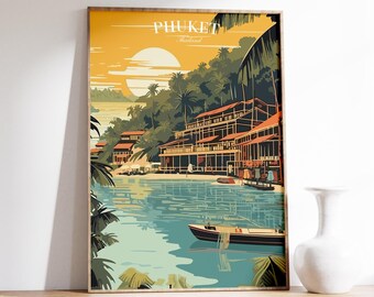 Phuket Travel Print | Thailand Travel Poster | Thailand Gift | Thailand Poster | Phuket Poster | Phuket Wall Decor | Vintage Travel Print