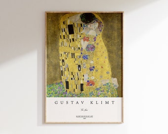 Gustav Klimt Druck | Gustav Klimt Poster | Jugendstil Print | Der Kuss | Wohnzimmer Dekor