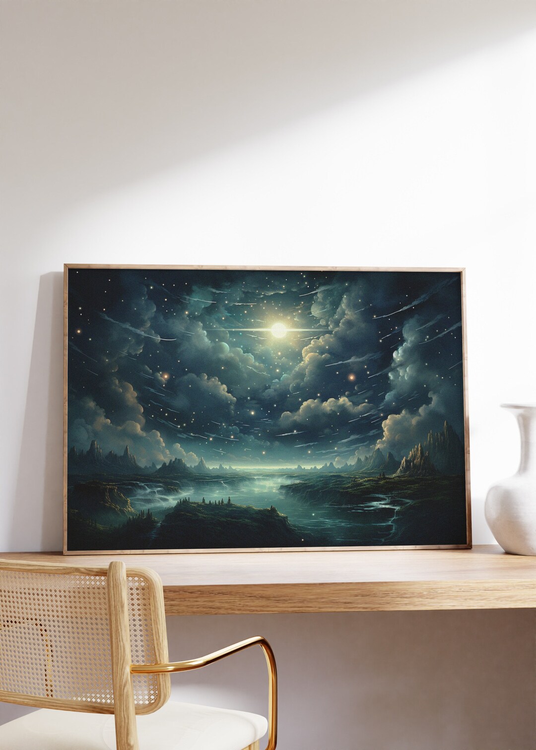 Moody Scenery Painting Print | Midday Heat Oil Painting | Vintage