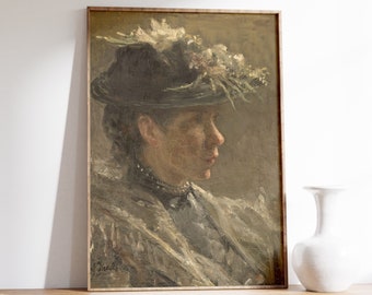 Ritratto vintage / Pittura vittoriana / Quadro suggestivo / Stampa di donna antica / Dipinto ad olio vintage / Quadro neutro / Decorazione per la casa