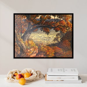 Samuel Palmer - The Weald of Kent (1834) - Klassische Malerei Foto Poster Druck Kunst Geschenk Home Wand Dekor Natur Bäume Herbst Orange