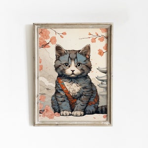 Japanese Cute Cat Poster | Animal Poster | Cute Cat Art Print | Animal ...