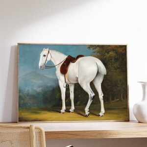 Jacques-Laurent Agasse - A Lady&#39;s Grey Hunter (1806) | Horse Wall Art | Vintage Poster | Victorian Era Painting | Nature Noble Print Decor