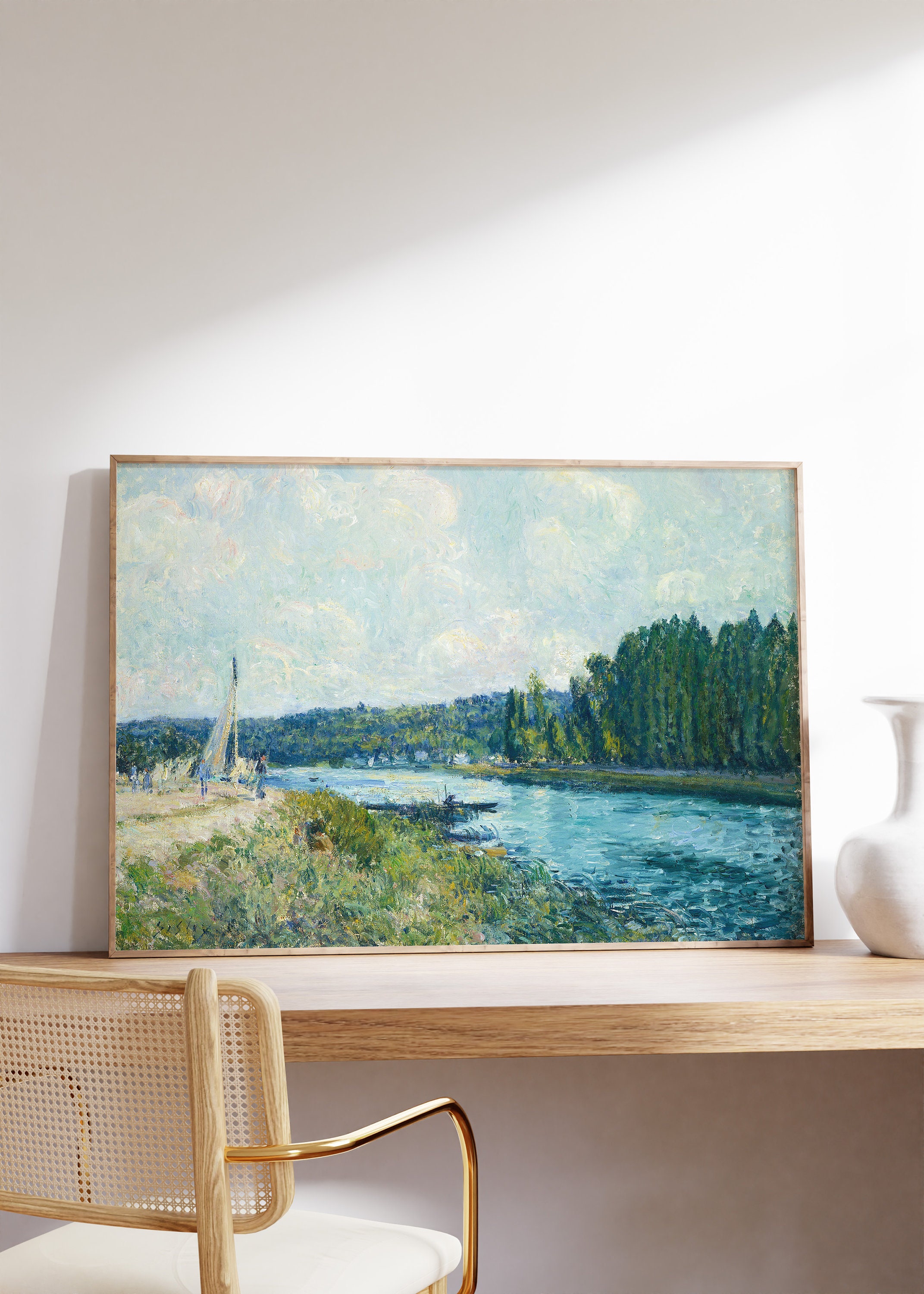 Alfred Sisley、ソール通り、希少画集画、新品高級額、額装付、状態良好 Alfred Sisley、セーヌ河、希少画集画、新品高級額、額装付