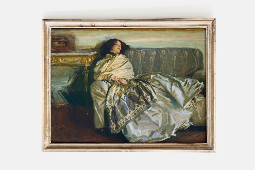 John Singer Sargent Nonchaloir repose 1911 Vintage Poster Laziness Painting Moody Print Woman