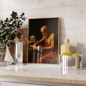 a painting of a man with a skull on a table