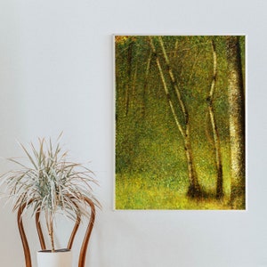 Georges Seurat - Der Wald von Puntaubret (1881) - Klassisches Gemälde Foto Poster Druck Kunst Geschenk Hauswanddekor - Jungle Green Trees Forrest