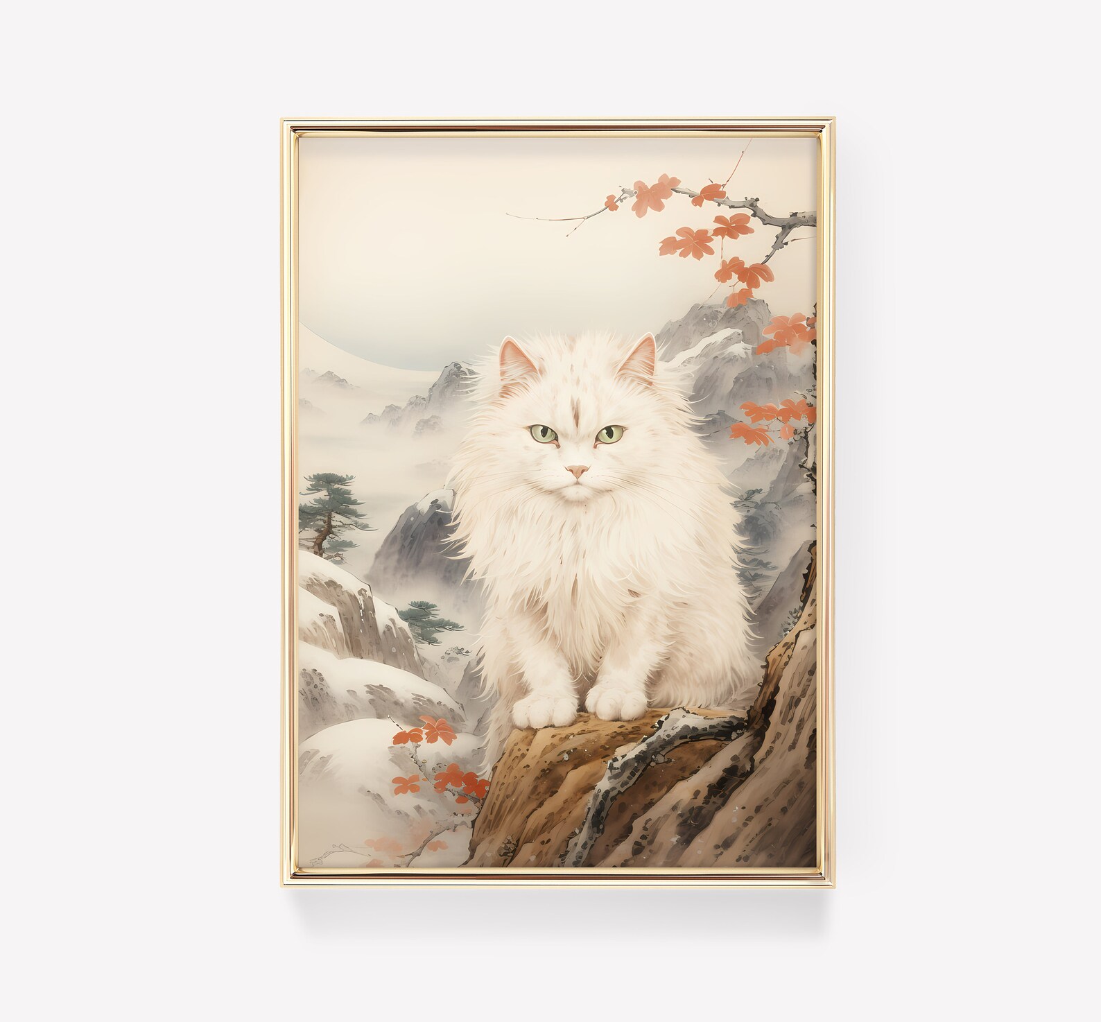 Japanese Art Print | Vintage White Cat Print | Ukiyo-e Art Poster ...
