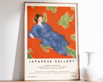 Japanese Modern Print | Minimal Wall Art | Antique Woman Japanese Famous Retro Soft Victorian Dress Cottagecore Girl Aesthetic Painting