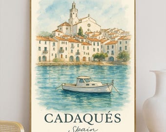 Cadaqués Vintage Travel Poster, Spain Wall Art, Print, Retro Decor, Coastal Gift